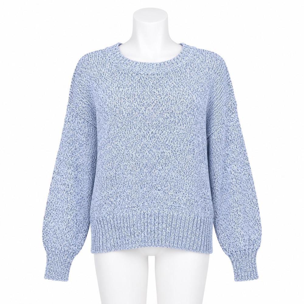 Gap Sweater Women Small Blue Marled Chunky Knit Crewneck Long Sleeve Casual